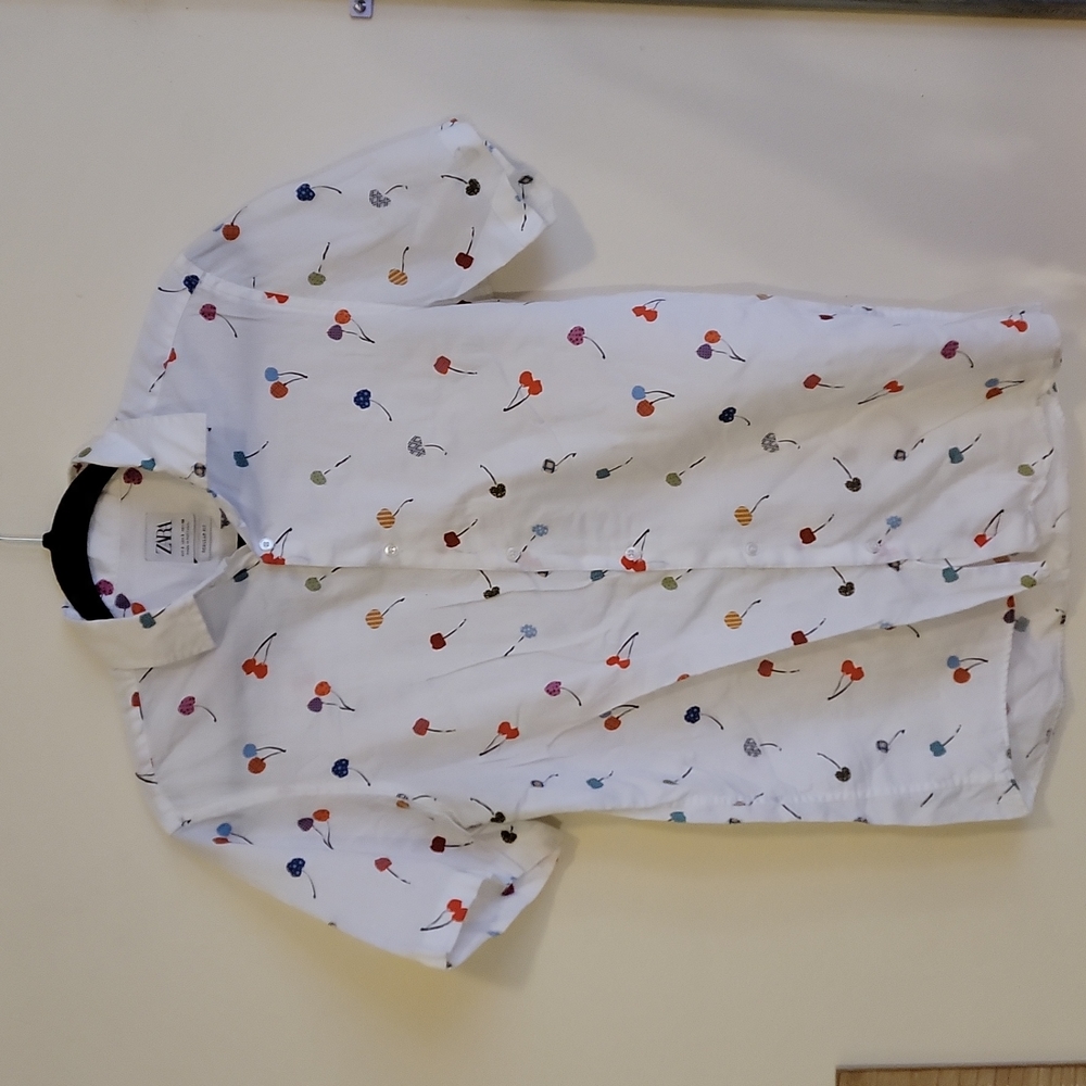 Zara White Color Cherry Button Up